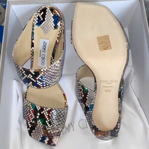 Jimmy Choo hira 85 multicolor snake print skin NWT 40.5